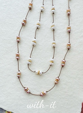 with it淡水珍珠棕绳编制项链法式珠宝复古意大利风手工锁骨链188