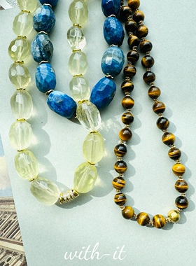 with it虎眼石圆珠项链手工编织制作意式珠串叠戴珠宝首饰礼物236