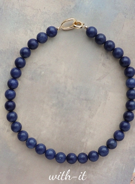 with it蓝石圆珠大珠项链意大利风珠宝经典款叠戴复古首饰彩宝265