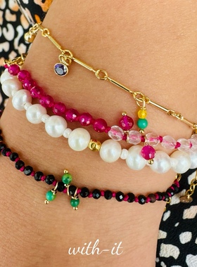 with it折扣孤品特惠集合珍珠彩宝手链珠串彩色项链编织意大利风