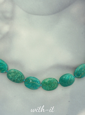 with it天河石大珠手工项链意大利风珠宝湖蓝色小众彩色珠串263