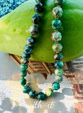 with it限量凤凰石切面大珠项链立体森林系彩宝珠串意式风珠宝239