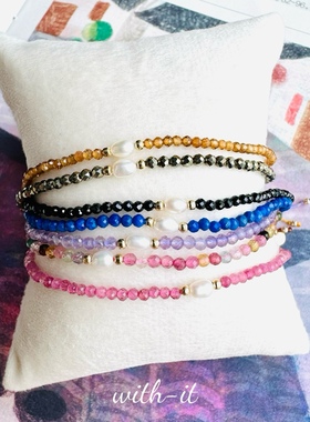 with it青金石手链切面迷你淡水珍珠编绳手串蓝色石男女同款158