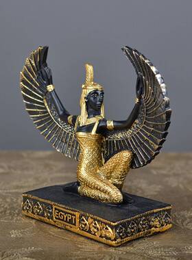 跨境埃及女神树脂雕塑工艺品伊西斯摆件展翅跪大地造型民族风