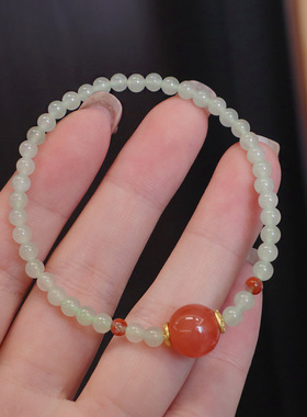 进口正品天然和田玉手串高级感设计多圈手链盐源海纹石精致手串