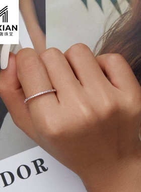 美汝仙 欧美指环s925纯银女士爆款时尚年轮镶钻女士简约戒指
