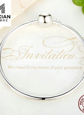 美汝仙  欧美流行串珠光面手镯 s925纯银手环手镯y pas903