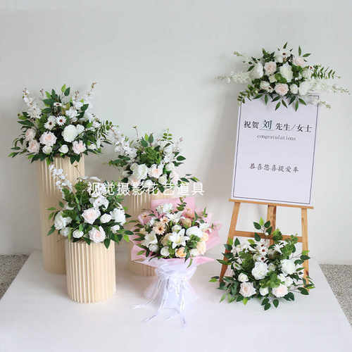 展厅交车布置装饰汽车4s店新提车交车仪式氛围感超好仿真花艺摆件 - 图0