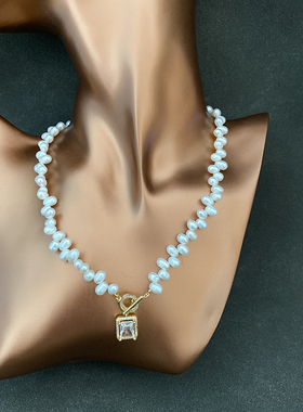 L.RUBY人造水晶淡水珍珠女颈链