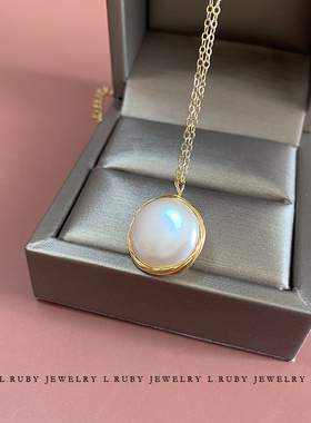 手工绕线珍珠14k注金防过敏吊坠