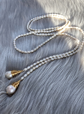 l.ruby巴洛克吊坠长链淡水珍珠