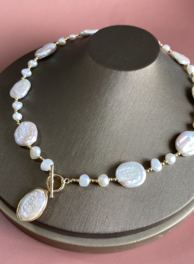 lruby淡水巴洛克珍珠复古项链