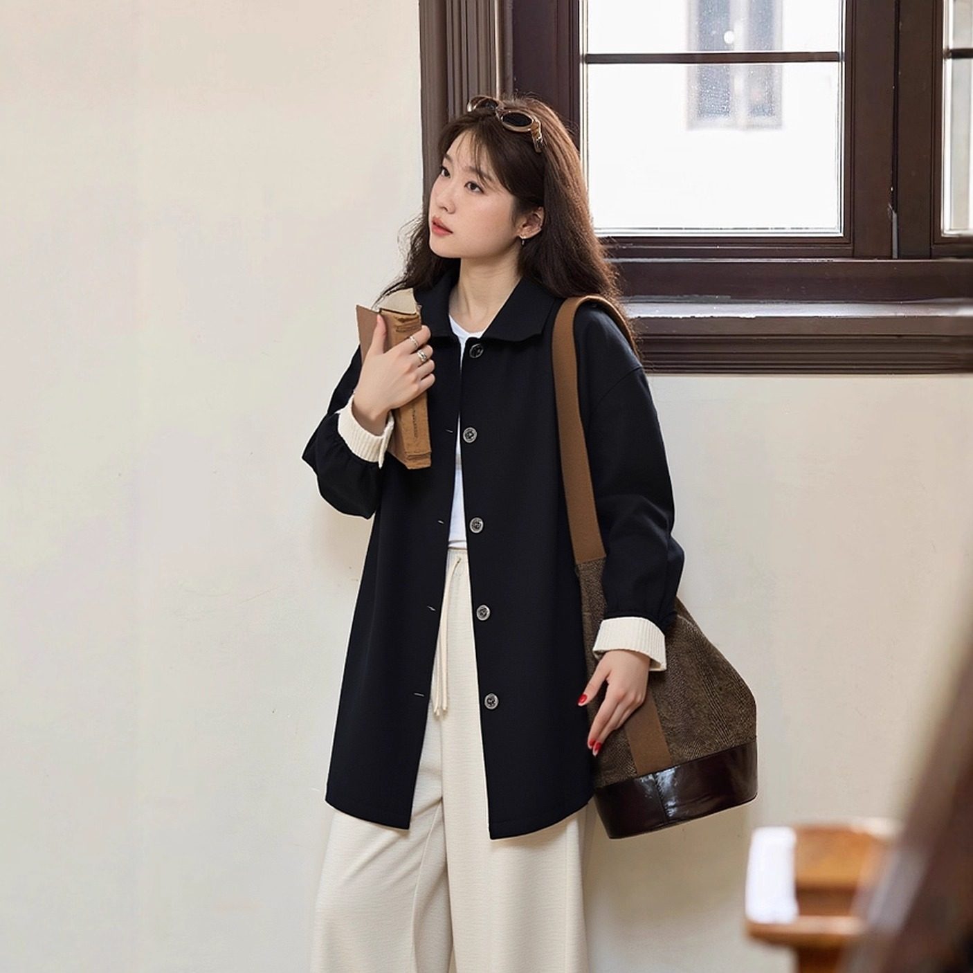 风衣外套女大码胖mm微胖女孩中长款正肩宽松巨遮肚显瘦美拉德秋装,淘宝优惠券,粉丝福利购,淘宝优惠卷