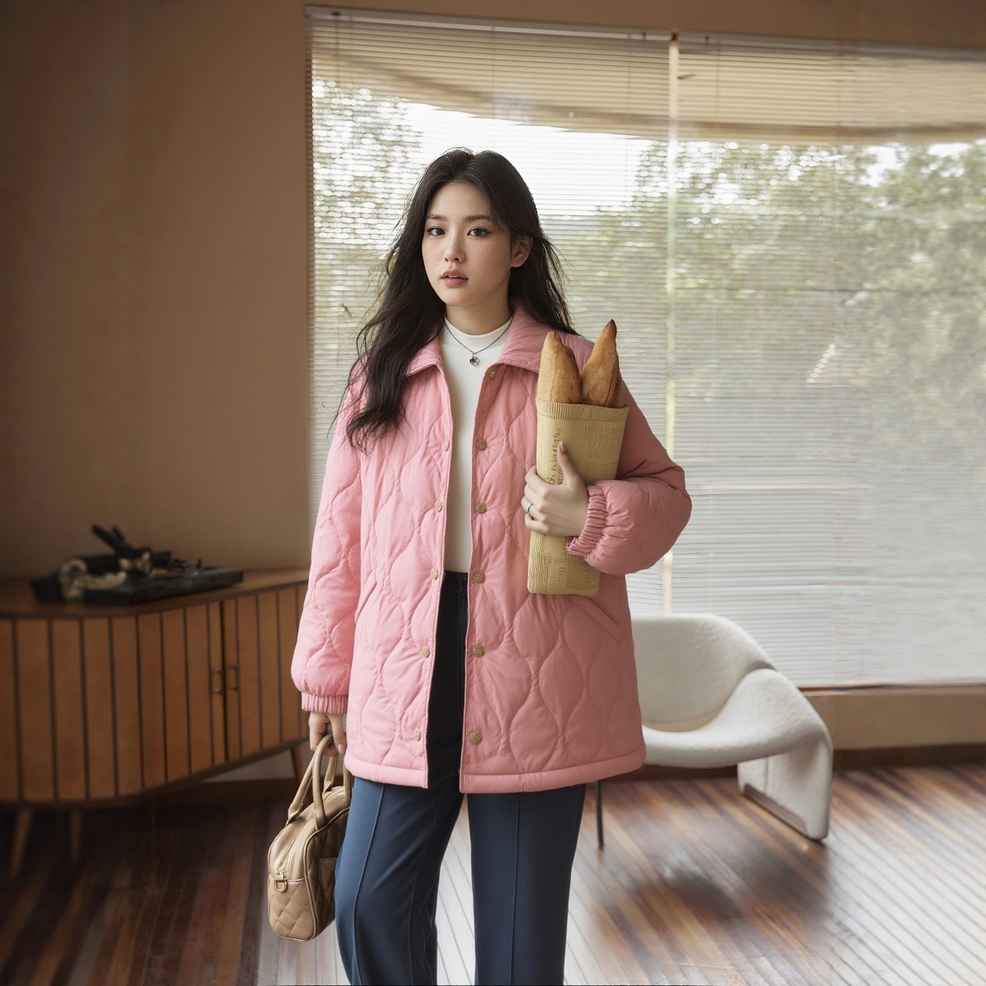 棉服女冬季大码胖mm2025新款宽松保暖外套200斤特大码女装厚棉衣 - 图1