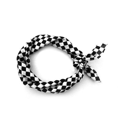 方格骑行头巾男包头三角巾嘻哈方巾巡航摩托机车面巾潮流运动发带 - 图1