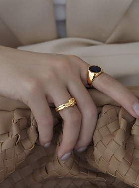 轻奢小众设计金色绳结戒指百搭