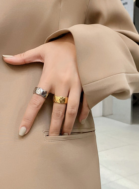复古欧美金色不掉色戒指时尚个性