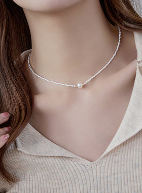 迷你小贝珠淡水珍珠项链小众颈链