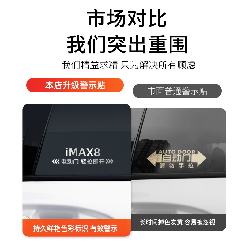 适用于荣威imax8自动门贴电动门贴汽车金属贴提示贴车身车贴贴纸-图3