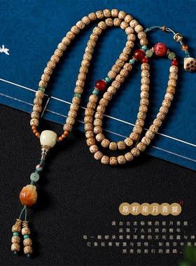 国潮海南黄金籽 星月菩提子佛手手串多圈 复古文玩佛珠项链男女款