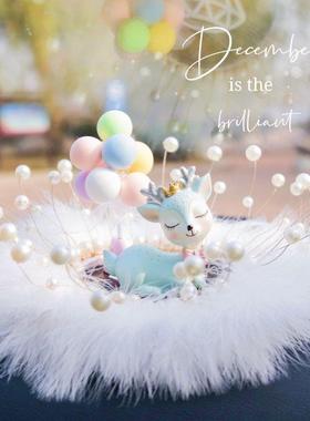 一路平安汽车摆件车载香水座梅花情侣鹿珍珠羽毛防滑垫车内饰女神