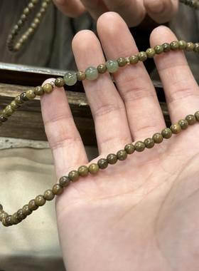 阿根廷绿檀木搭配和田玉双圈手串男女生木质文玩中式佛珠手链双圈