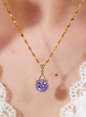 紫气东来紫色水晶吊坠项链