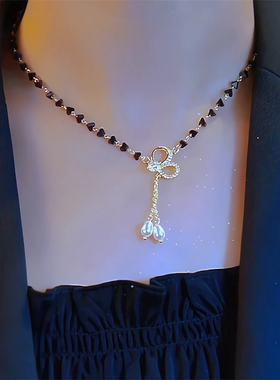 精致蝴蝶流苏珍珠项链女