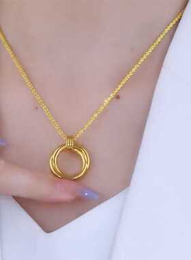 金色满天星圆环吊坠项链
