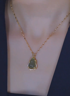 秋冬新款绿色小葫芦项链女