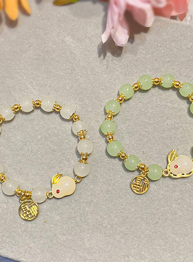 新中式玉兔手链女款ins小众设计高颜值学生手串闺蜜古风生日礼物