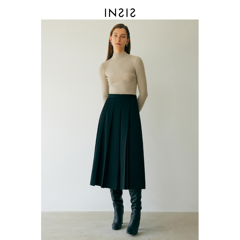 insis femme半压褶基础2021半身裙 insisfemme半身裙