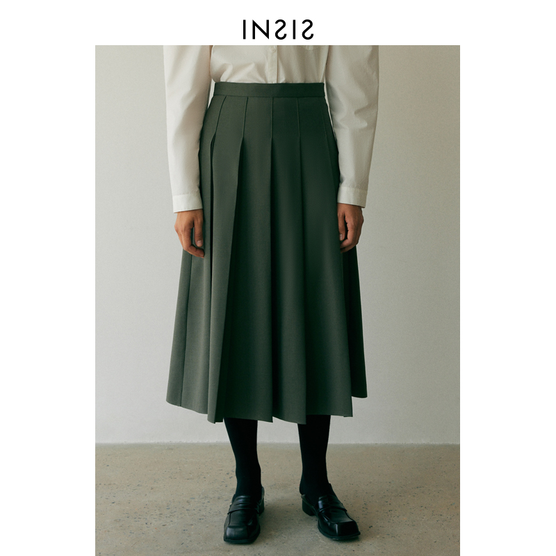 insis femme半压褶基础2021半身裙 insisfemme半身裙