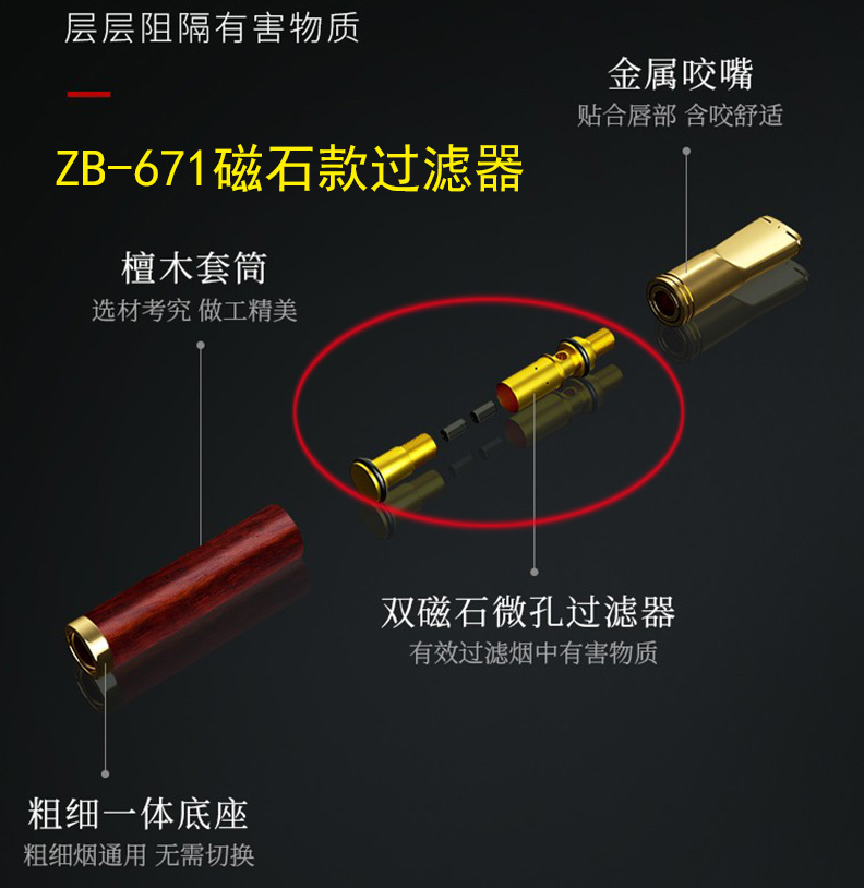 zobo正牌烟嘴过滤器原装配件滤芯多种粗细两用粗中细三用金属咬嘴 - 图3