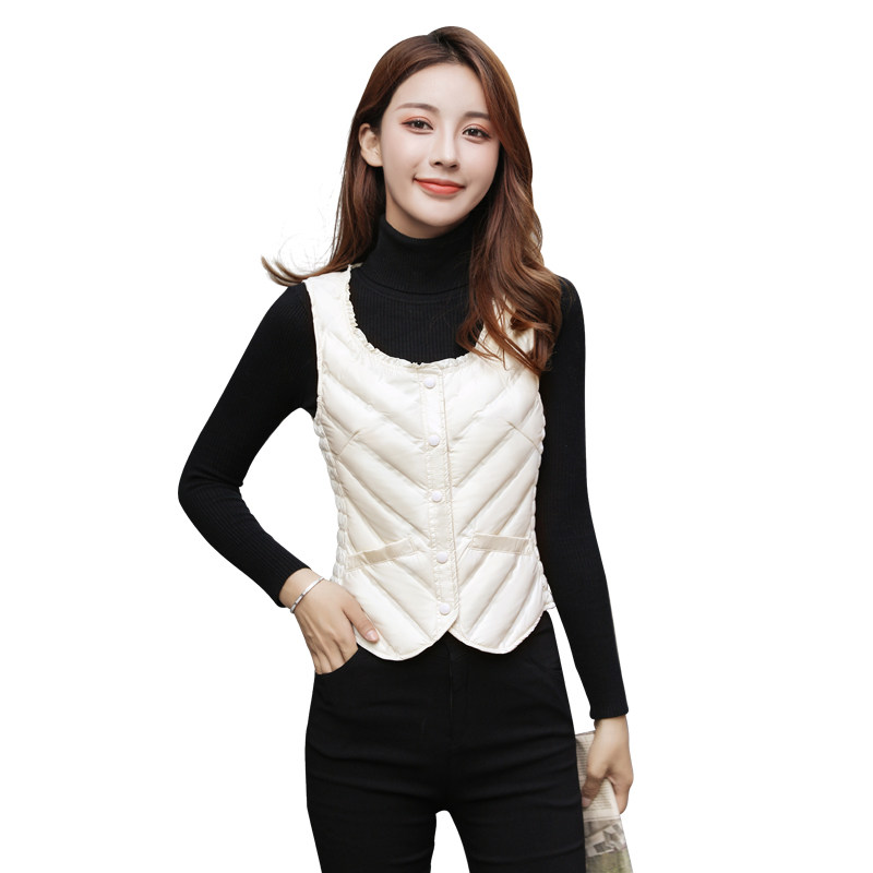 羽绒轻薄短款内穿秋冬紧贴身马甲 梦莉妮马夹