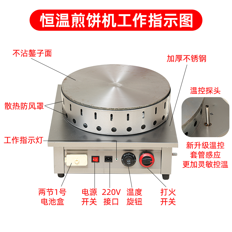 全自动燃气恒温煎饼机山东杂粮煎饼果子机熄火保护商用煎饼炉鏊子-图3