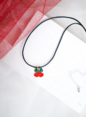 圣诞铃铛拼接雪花项链女小众轻奢y2k辣妹双层叠戴红色毛绒锁骨链