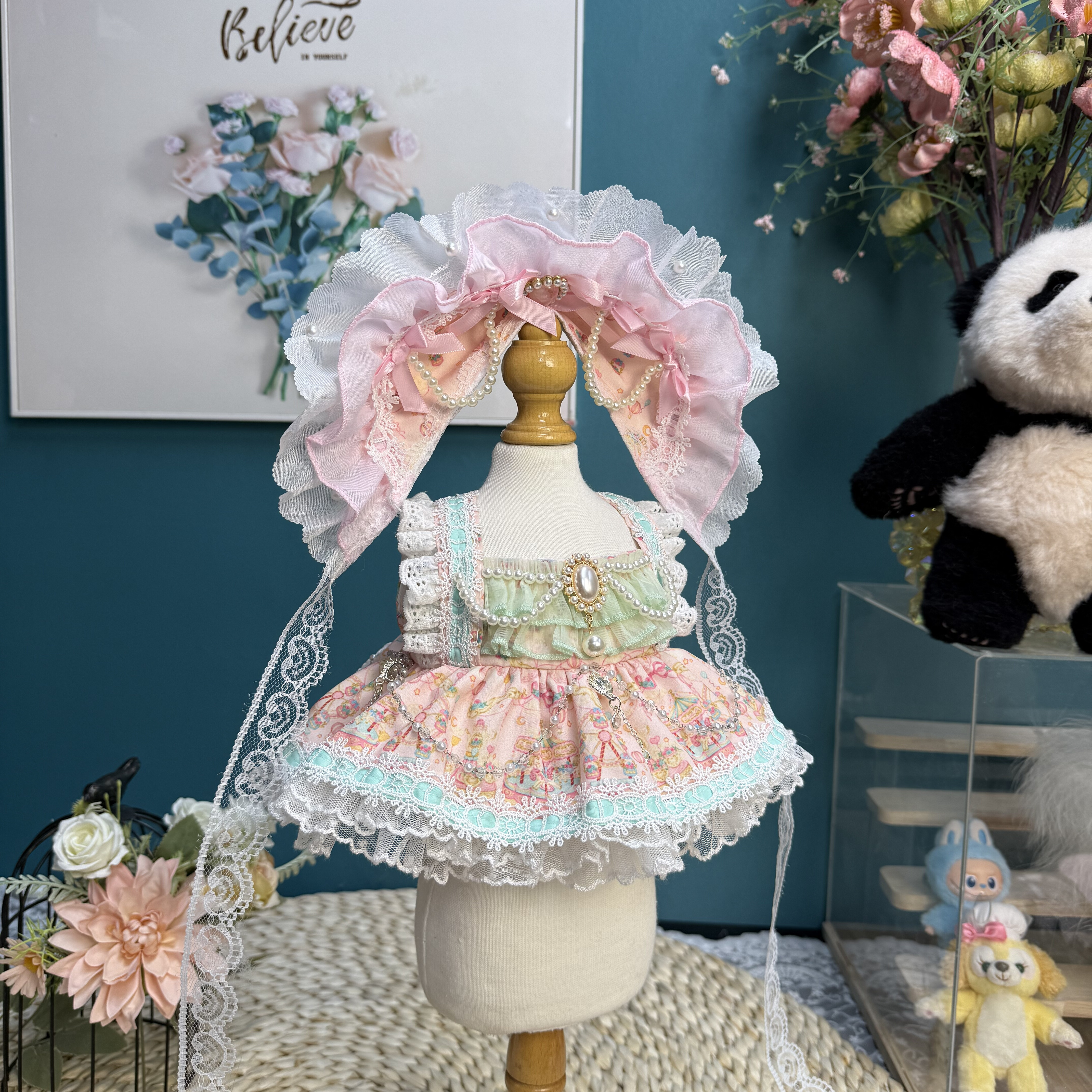 DANI高定手工粉色公主裙13英寸星黛露40cm棉花娃娃衣服大头渝爱裙 - 图1