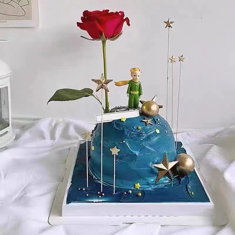 网红坐树骑鹅男孩蛋糕装饰摆件创意城堡周岁儿童生日烘焙装扮插件-图3