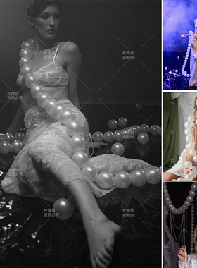 写真拍照道具摆件大型白色珍珠串婚礼挂饰装饰店铺橱窗网红打卡点