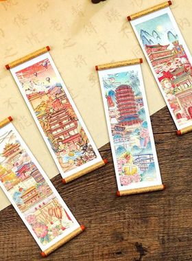 新款卷轴冰箱贴城市旅游纪念品创意精美磁性冰箱贴文创建筑物礼物