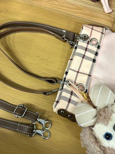 ins通勤高级质感中古托特包包女百搭小众帆布袋+雪莉玫零钱包挂件 - 图2