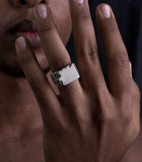 银饰戒指 vixtorm正品方形戒指 s925纯银原创设计款carving 雕刻风现货潮戒