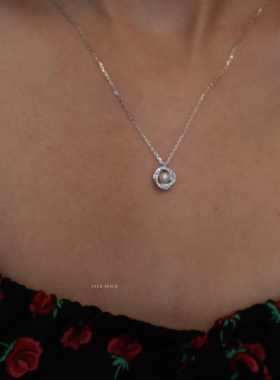 大厂出品精工～几何珍珠项链女s925纯银锆石小众轻奢锁骨链气质女