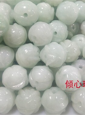 翡翠散珠雕刻玉石珠A货天然原矿
