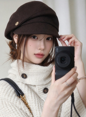 冬季女保暖显脸小贝雷帽