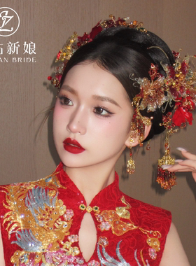 2026新款中式新娘秀禾头饰红色流苏大气显脸小结婚出阁宴跟妆发饰