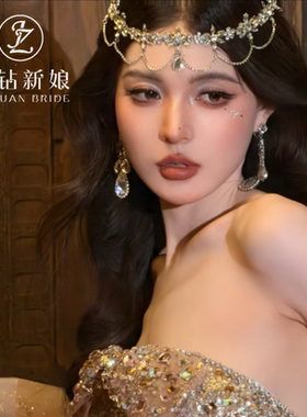2026新款新娘头饰轻奢水钻额饰异域风情眉心坠婚纱礼服饰品旅拍女