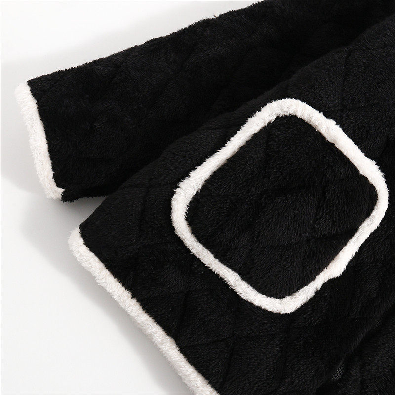 情侣秋冬季纯色拉链男士珊瑚绒夹棉 新特兰睡衣/家居服套装