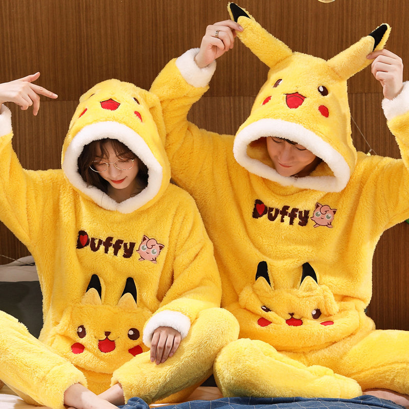 奶牛情侣秋冬款珊瑚绒男加大码睡衣 新特兰睡衣/家居服套装